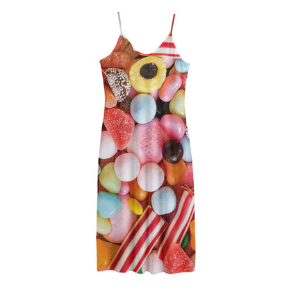 Colorful Candy And Jelly Print Jersey Midi Cami Dress
