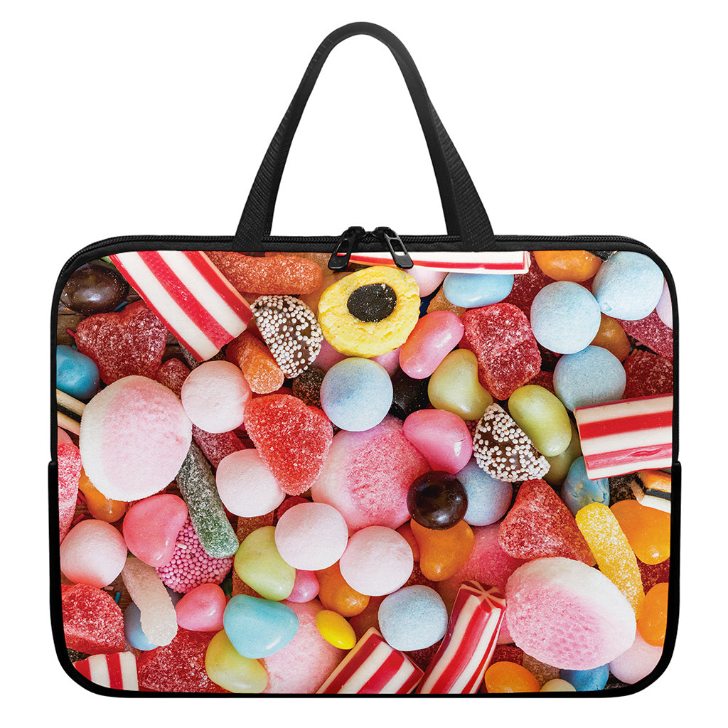 Colorful Candy And Jelly Print Laptop Sleeve With Handle
