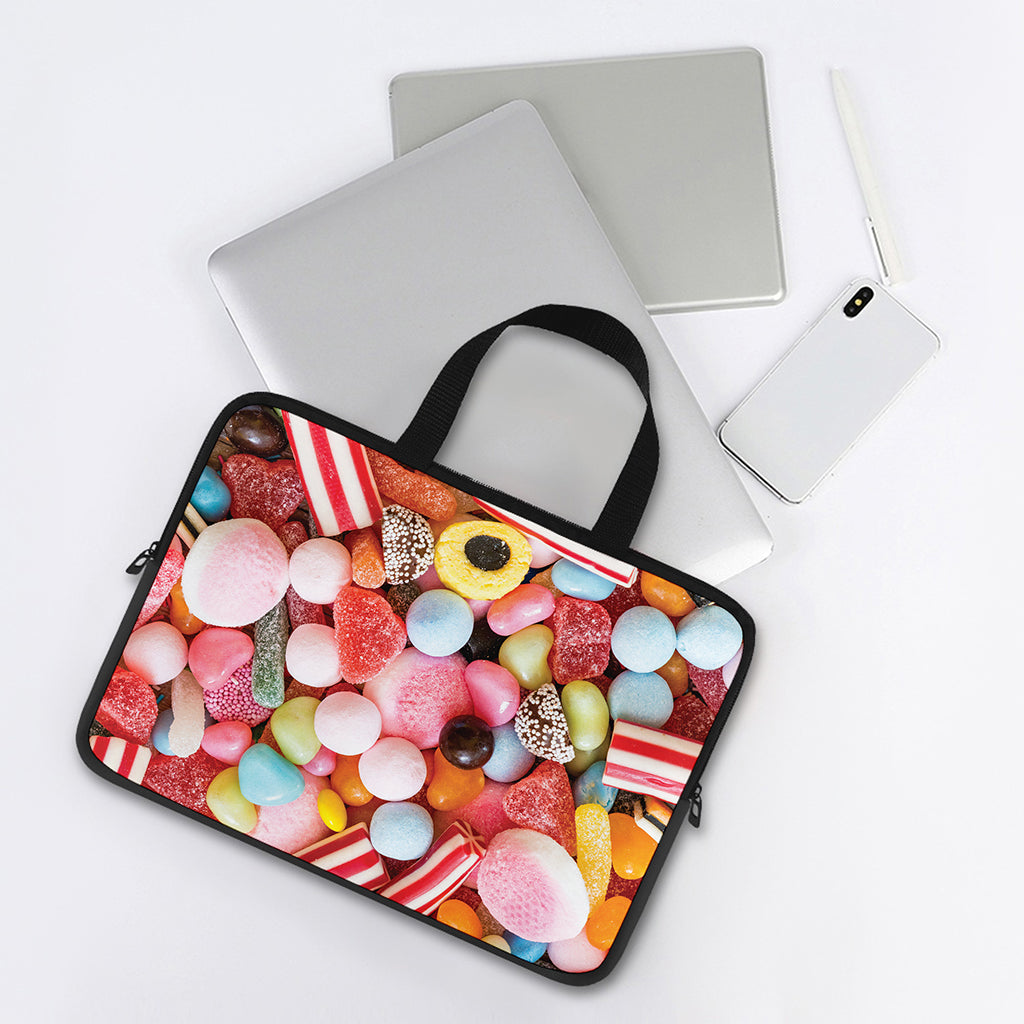 Colorful Candy And Jelly Print Laptop Sleeve With Handle