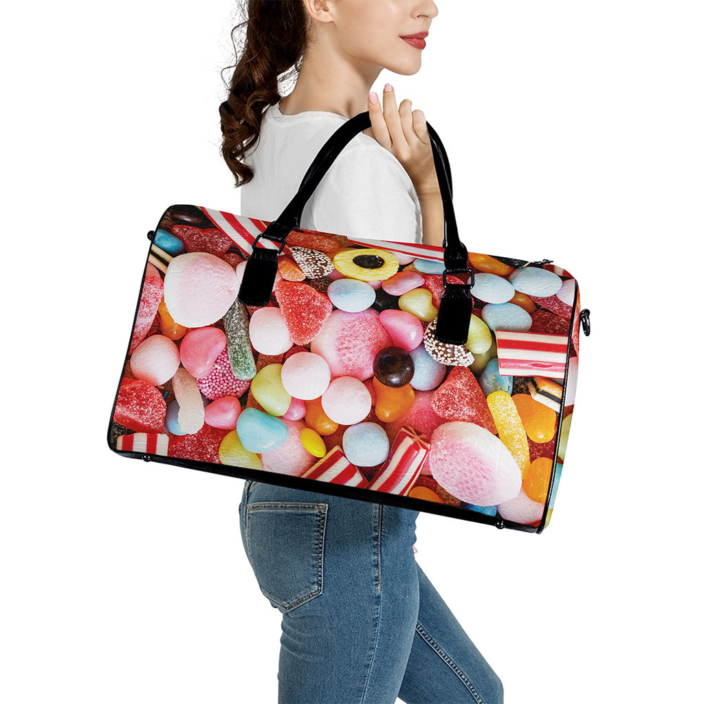 Colorful Candy And Jelly Print Leather Duffle Bag