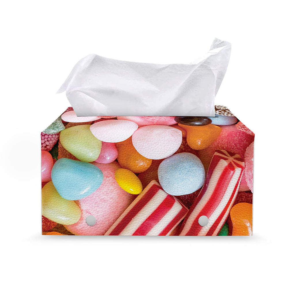 Colorful Candy And Jelly Print Leather Tissue Box Cover