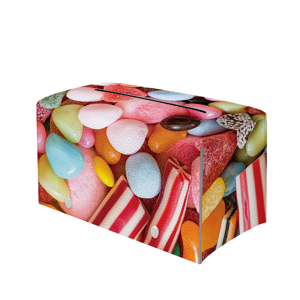 Colorful Candy And Jelly Print Leather Tissue Box Cover