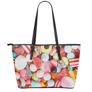 Colorful Candy And Jelly Print Leather Tote Bag