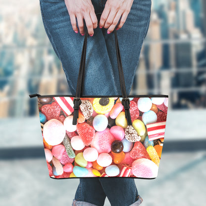 Colorful Candy And Jelly Print Leather Tote Bag
