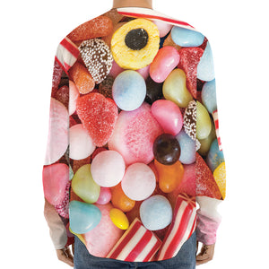 Colorful Candy And Jelly Print Long Sleeve Baseball Jersey