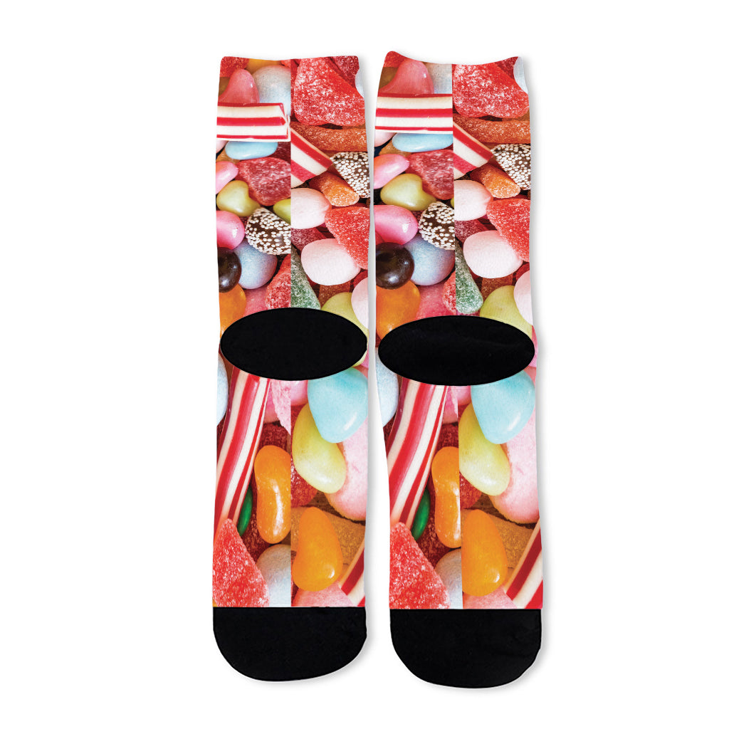 Colorful Candy And Jelly Print Long Socks
