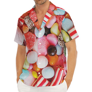 Colorful Candy And Jelly Print Men's Deep V-Neck Shirt