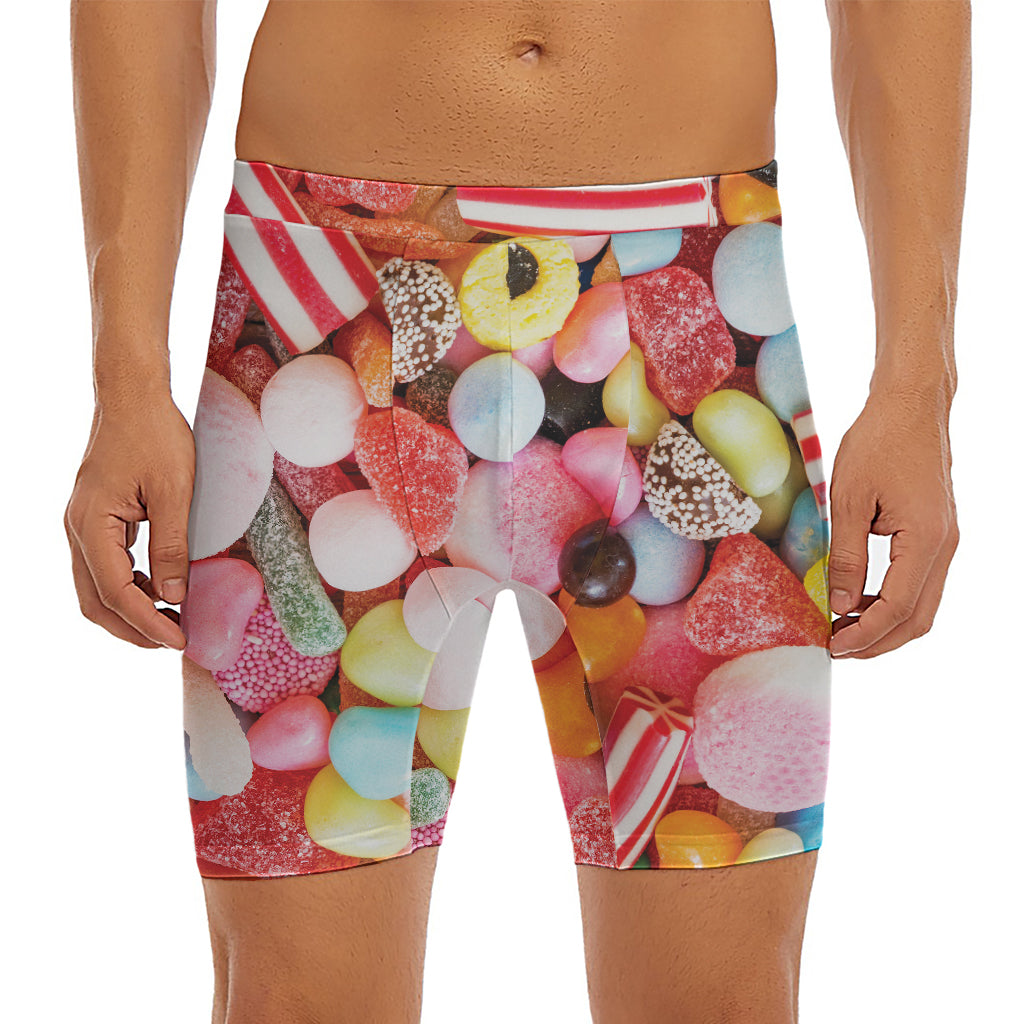 Colorful Candy And Jelly Print Men's Long Boxer Briefs