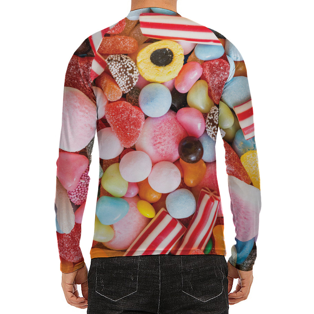 Colorful Candy And Jelly Print Men's Long Sleeve Rash Guard