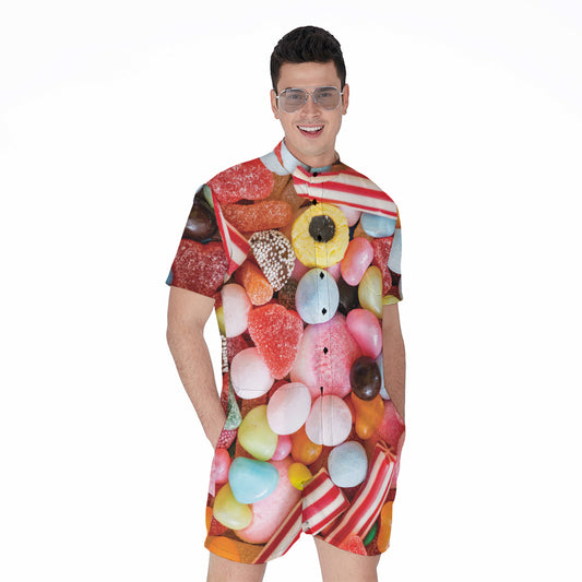 Colorful Candy And Jelly Print Men's Rompers
