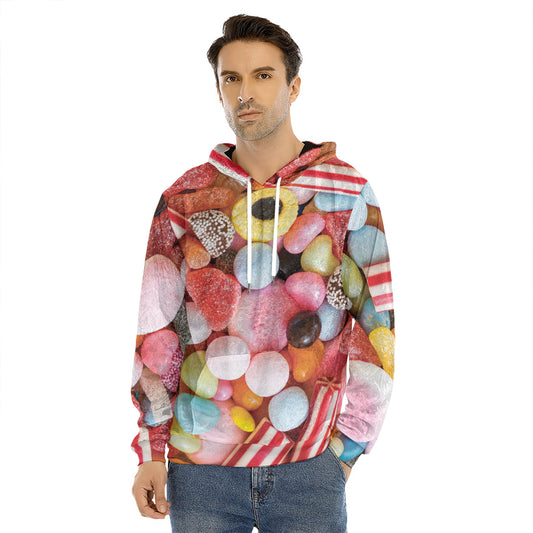 Colorful Candy And Jelly Print Men's Velvet Pullover Hoodie