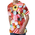 Colorful Candy And Jelly Print Men's Velvet T-Shirt