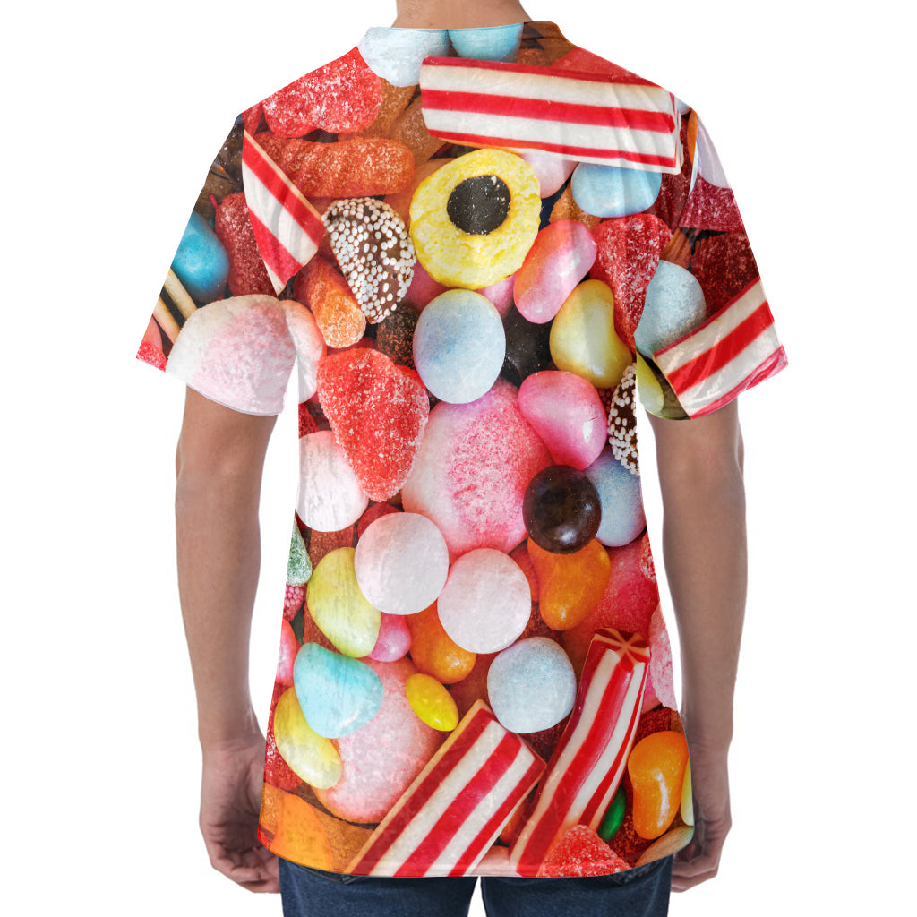 Colorful Candy And Jelly Print Men's Velvet T-Shirt
