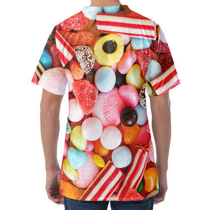 Colorful Candy And Jelly Print Men's Velvet T-Shirt