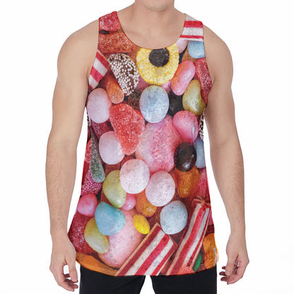 Colorful Candy And Jelly Print Men's Velvet Tank Top