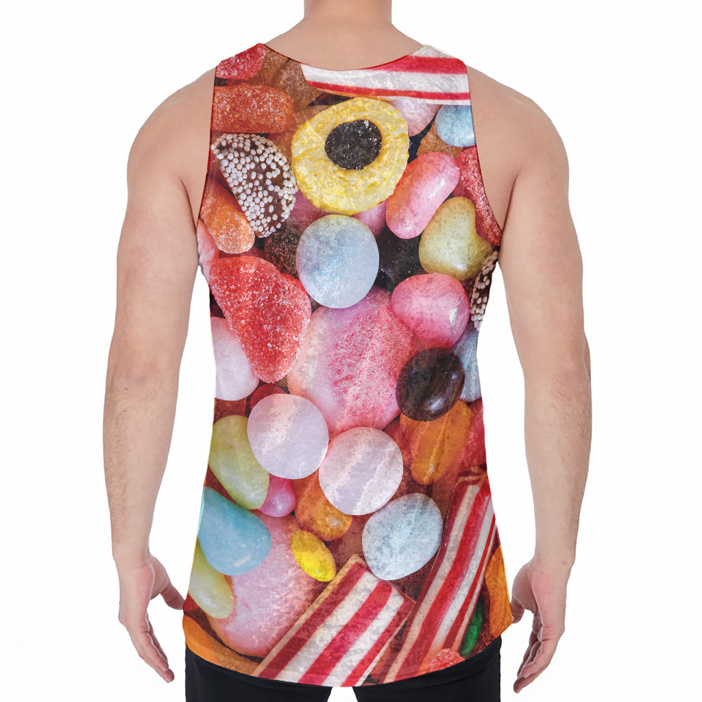 Colorful Candy And Jelly Print Men's Velvet Tank Top