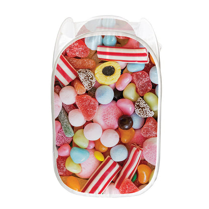 Colorful Candy And Jelly Print Mesh Laundry Hamper