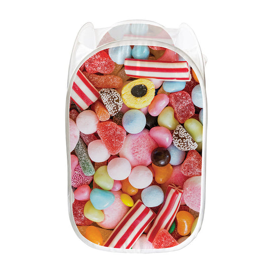 Colorful Candy And Jelly Print Mesh Laundry Hamper