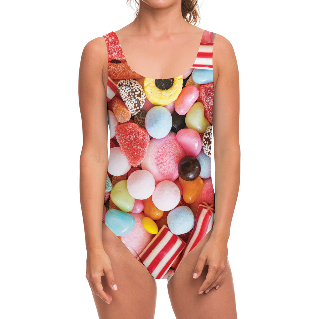 Colorful Candy And Jelly Print One Piece Swimsuit