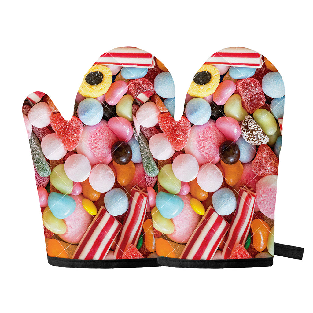 Colorful Candy And Jelly Print Oven Mitts