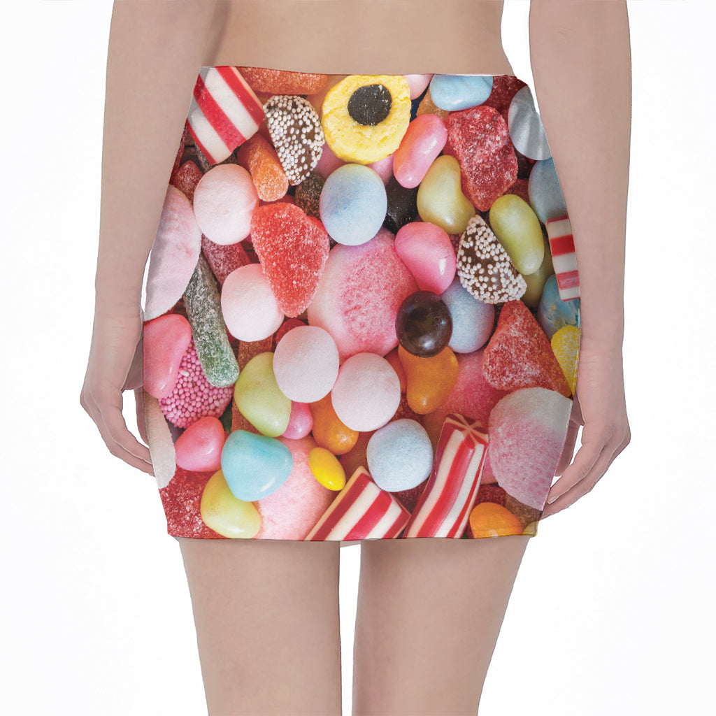 Colorful Candy And Jelly Print Pencil Mini Skirt