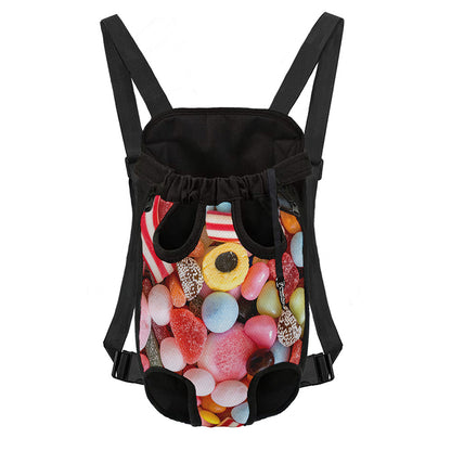 Colorful Candy And Jelly Print Pet Carrier Backpack