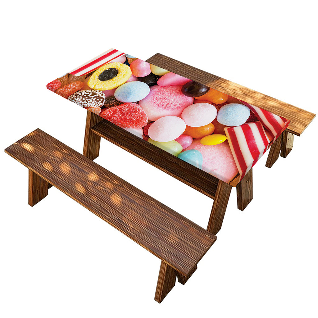 Colorful Candy And Jelly Print Picnic Table Cover
