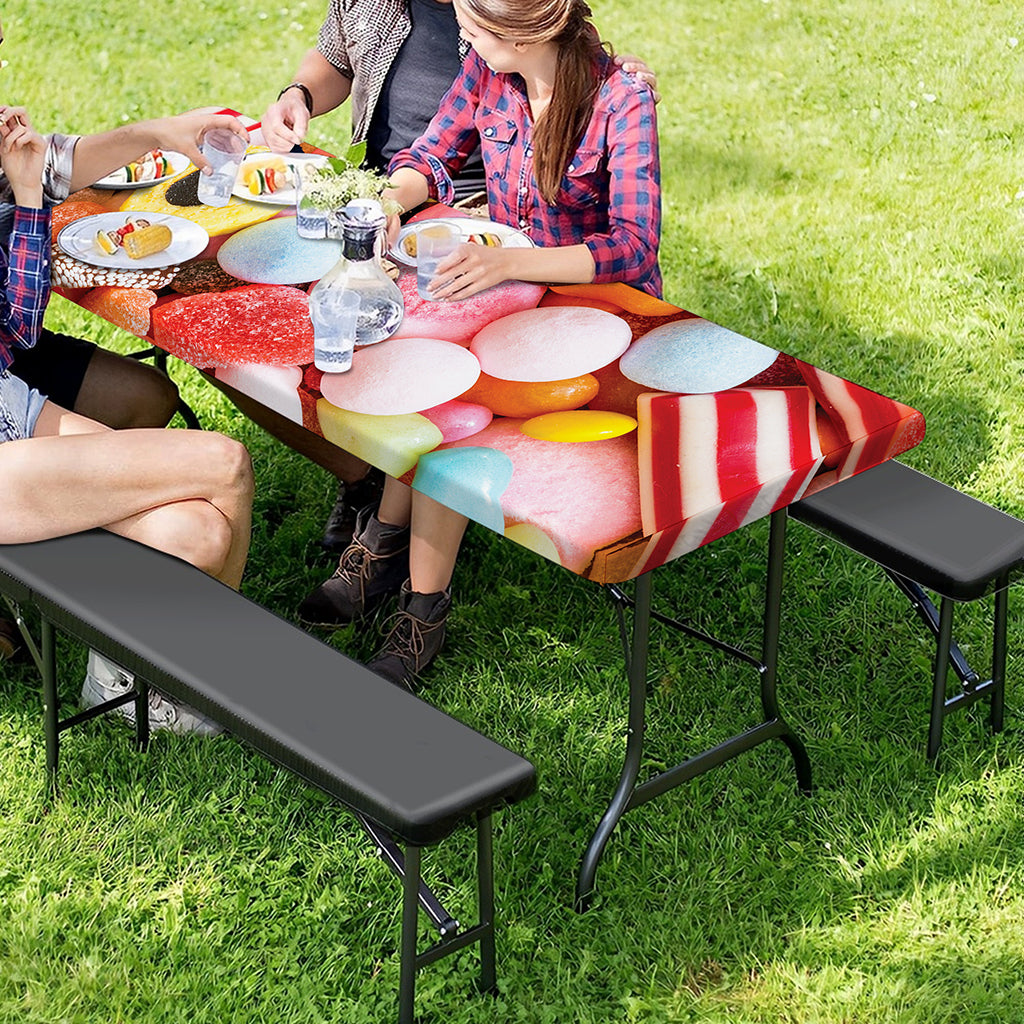 Colorful Candy And Jelly Print Picnic Table Cover