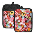 Colorful Candy And Jelly Print Pot Holders With Pocket