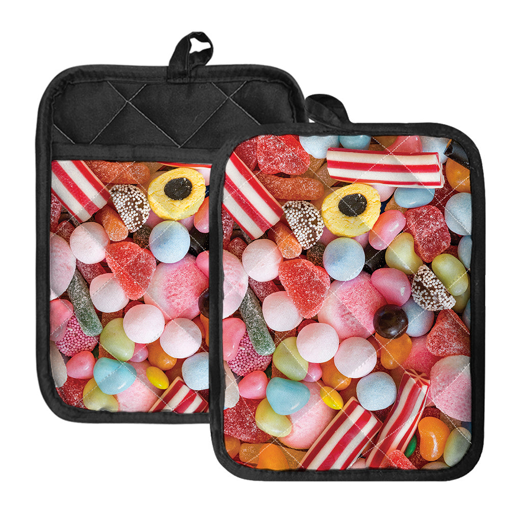 Colorful Candy And Jelly Print Pot Holders With Pocket
