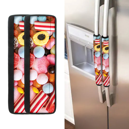 Colorful Candy And Jelly Print Refrigerator Handle Covers