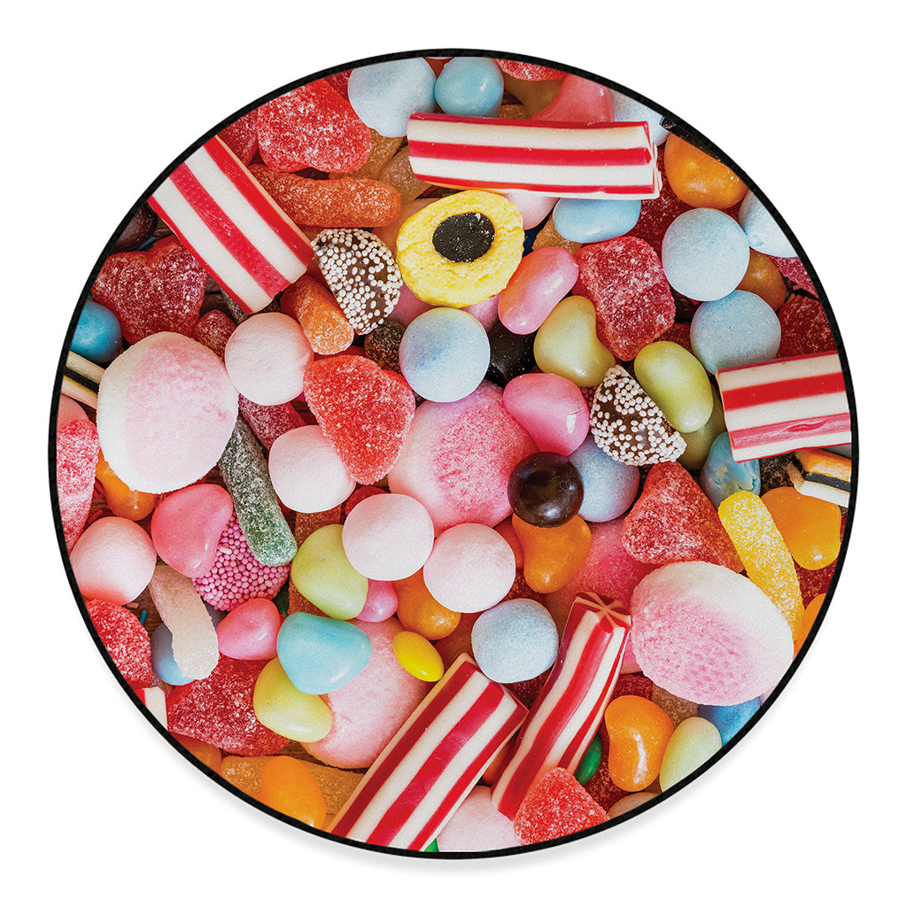 Colorful Candy And Jelly Print Round Floor Mat