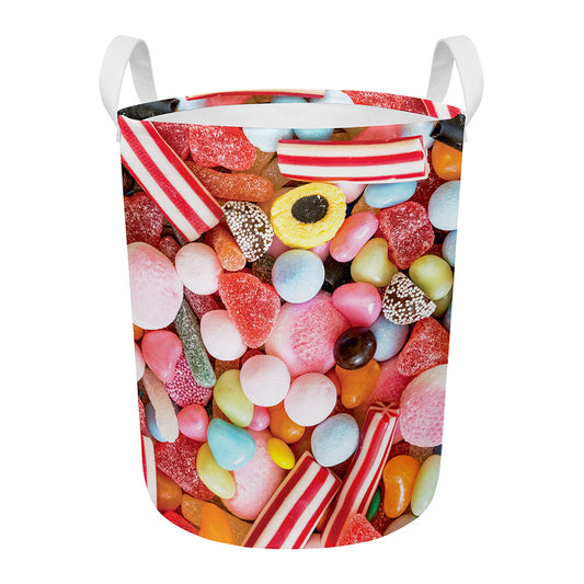 Colorful Candy And Jelly Print Round Laundry Basket
