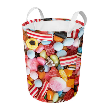 Colorful Candy And Jelly Print Round Laundry Basket
