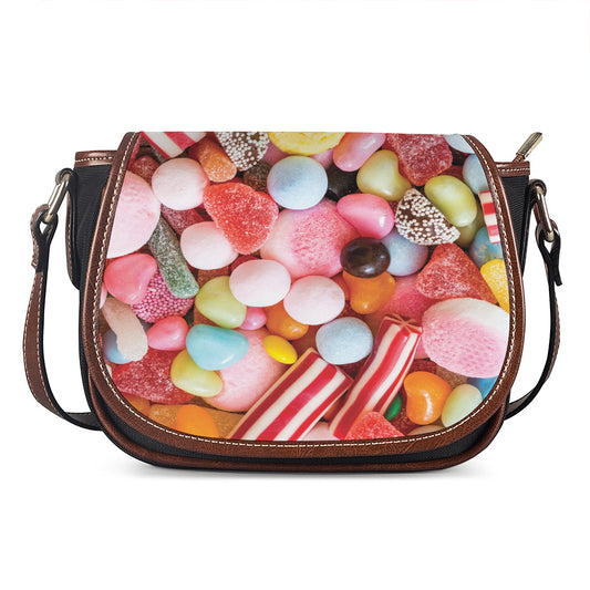 Colorful Candy And Jelly Print Saddle Bag