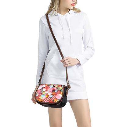 Colorful Candy And Jelly Print Saddle Bag
