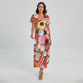 Colorful Candy And Jelly Print Short Sleeve Maxi Dress