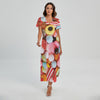 Colorful Candy And Jelly Print Short Sleeve Maxi Dress