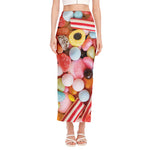 Colorful Candy And Jelly Print Side Slit Maxi Skirt