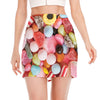 Colorful Candy And Jelly Print Side Slit Mini Skirt