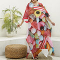 Colorful Candy And Jelly Print Silk V-Neck Kaftan Dress