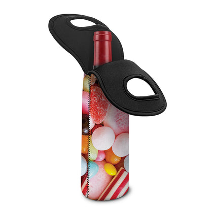 Colorful Candy And Jelly Print Single Neoprene Wine Tote