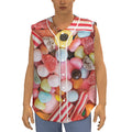 Colorful Candy And Jelly Print Sleeveless Baseball Jersey