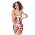 Colorful Candy And Jelly Print Sleeveless Bodycon Dress