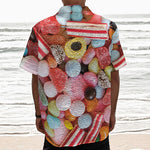Colorful Candy And Jelly Print Textured Short Sleeve Shirt