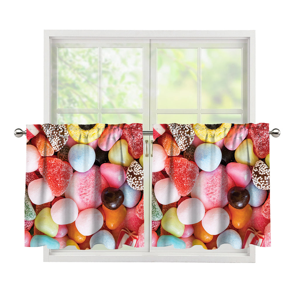 Colorful Candy And Jelly Print Tier Curtains