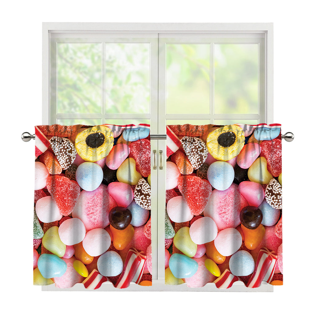 Colorful Candy And Jelly Print Tier Curtains