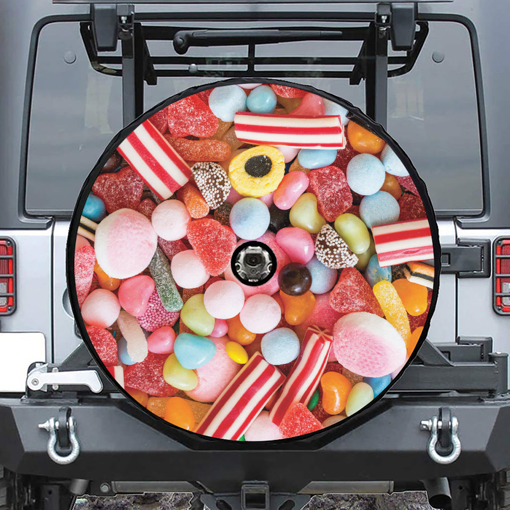 Colorful Candy And Jelly Print Tire Cover With Camera Hole