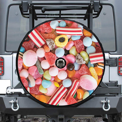 Colorful Candy And Jelly Print Tire Cover With Camera Hole