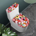 Colorful Candy And Jelly Print Toilet Lid And Tank Cover Set